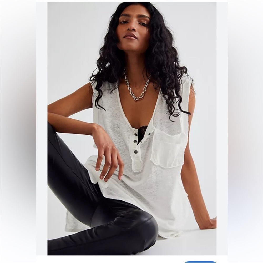 Like New We The Free Linen Blend Henley Tank
